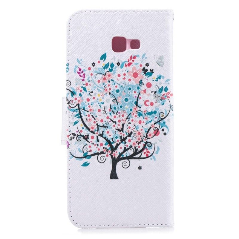 Flip Cover Læder Samsung Galaxy J4 Plus Blomstret Træ Original