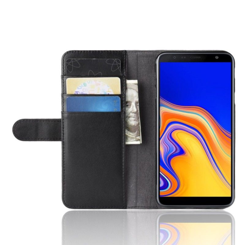 Flip Cover Læder Samsung Galaxy J4 Plus Sort Delt Læder