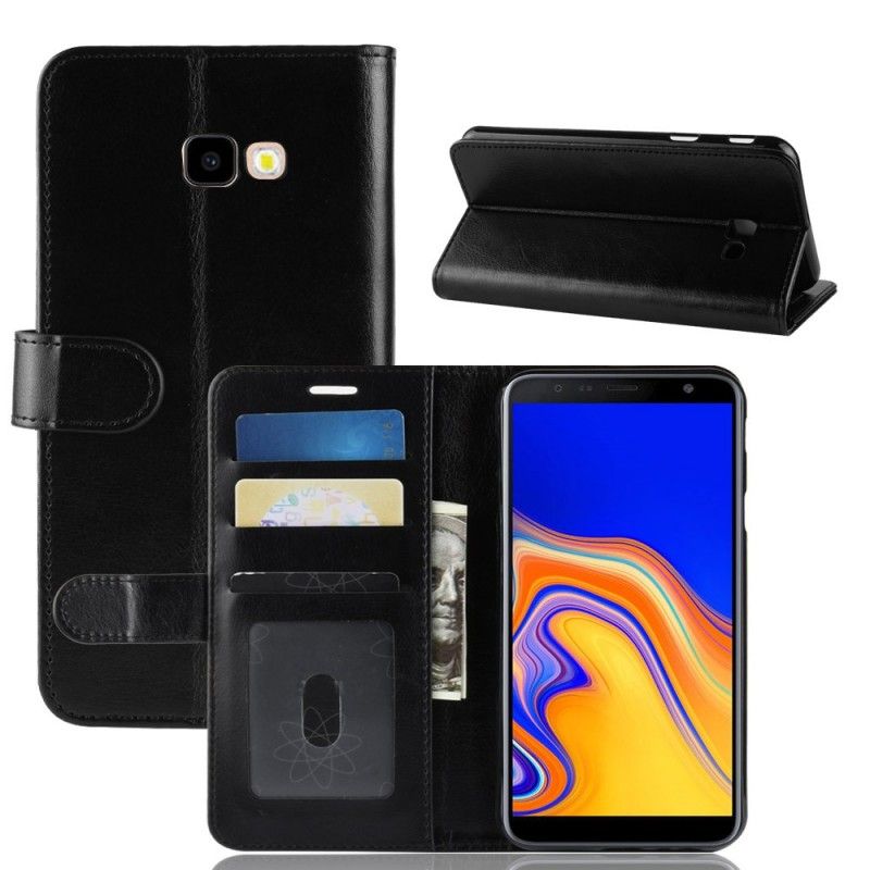 Flip Cover Læder Samsung Galaxy J4 Plus Sort Ultra Kunstlæder