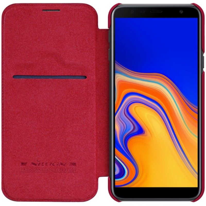 Læder Cover Samsung Galaxy J4 Plus Rød Mobilcover Nillkin Qin-Serie