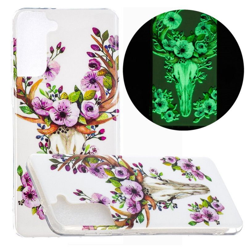 Cover Samsung Galaxy S21 Plus 5G Fluorescerende Blomstrende Elg