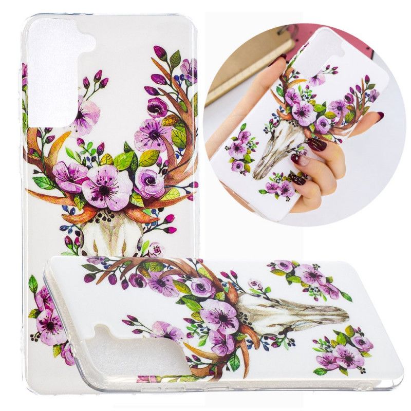 Cover Samsung Galaxy S21 Plus 5G Fluorescerende Blomstrende Elg