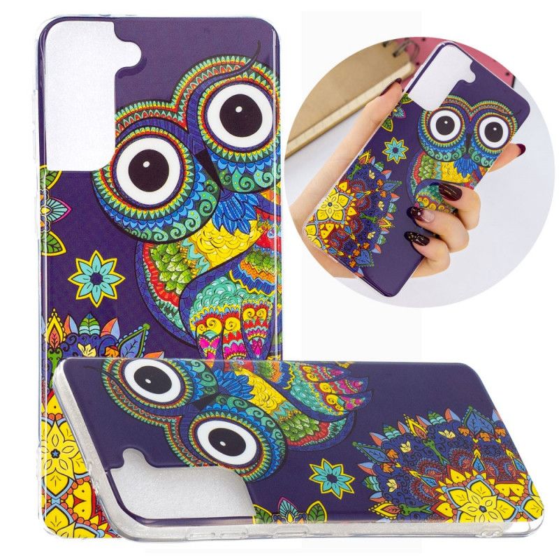 Cover Samsung Galaxy S21 Plus 5G Fluorescerende Mandala Ugle