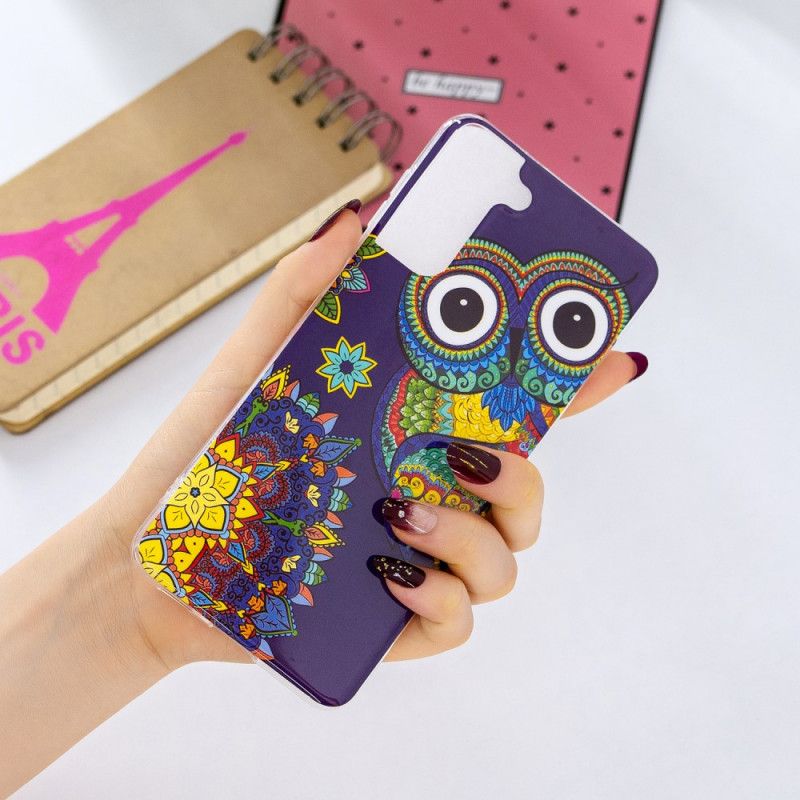 Cover Samsung Galaxy S21 Plus 5G Fluorescerende Mandala Ugle