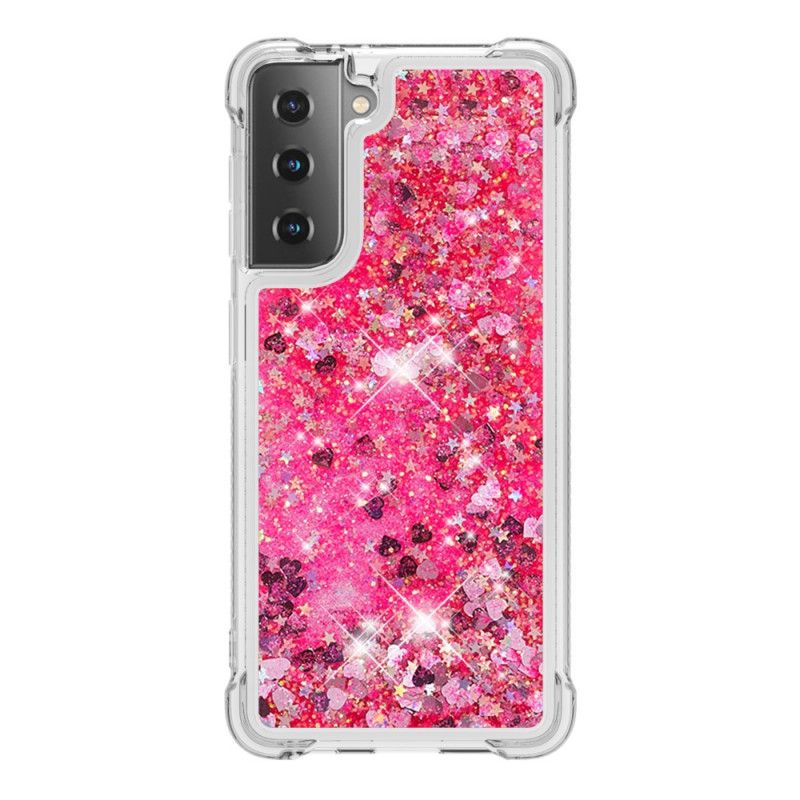 Cover Samsung Galaxy S21 Plus 5G Hvid Mobilcover Lystglitter