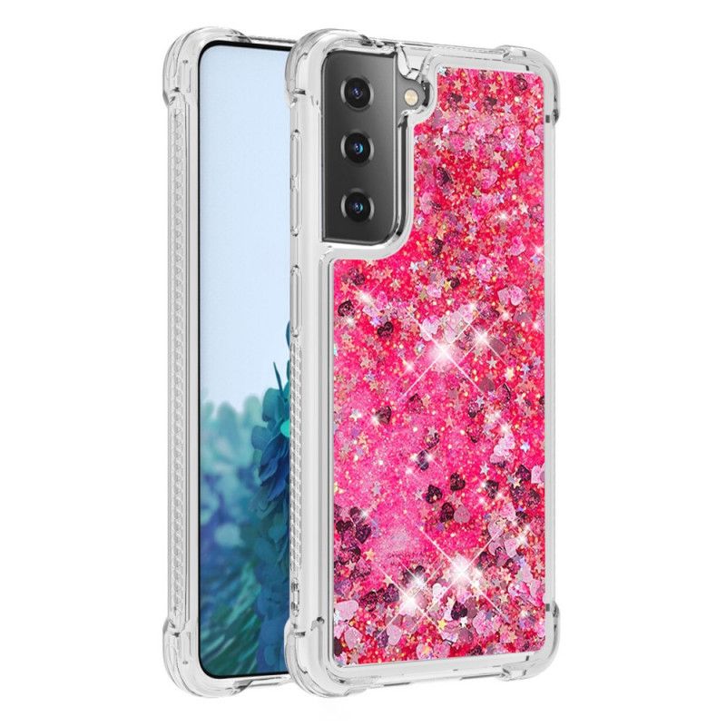 Cover Samsung Galaxy S21 Plus 5G Hvid Mobilcover Lystglitter