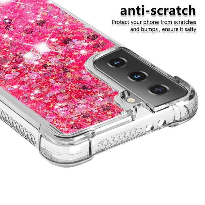 Cover Samsung Galaxy S21 Plus 5G Hvid Mobilcover Lystglitter