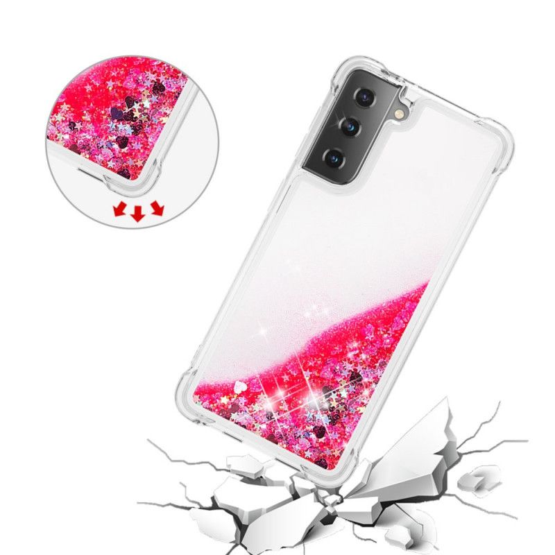 Cover Samsung Galaxy S21 Plus 5G Hvid Mobilcover Lystglitter