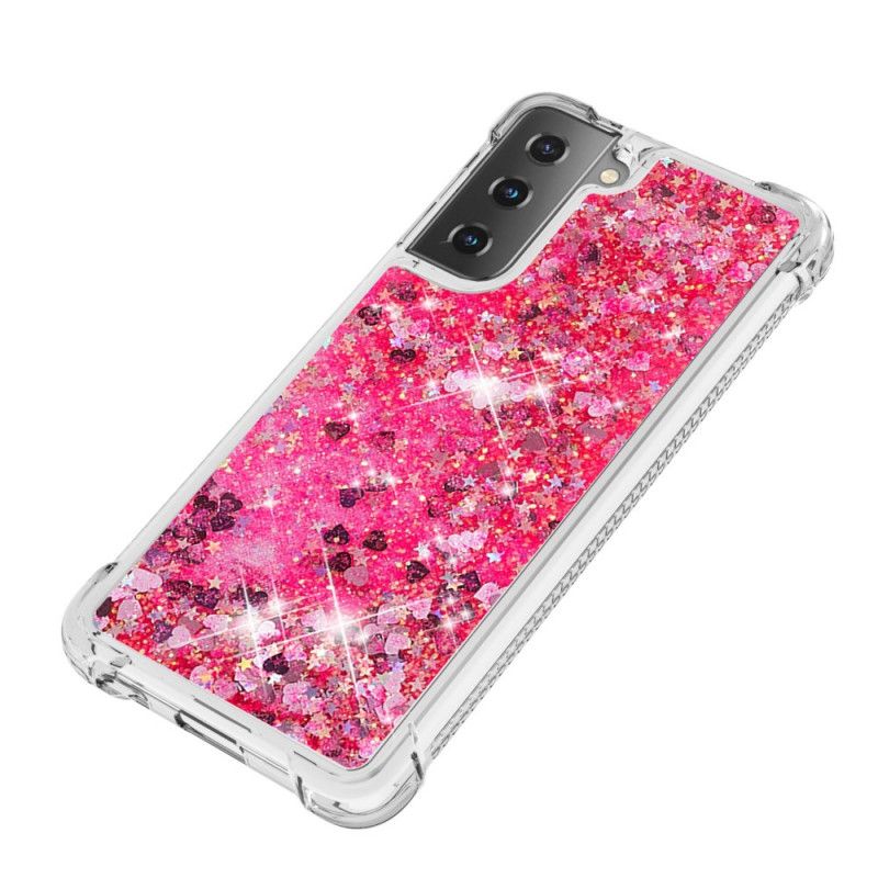 Cover Samsung Galaxy S21 Plus 5G Hvid Mobilcover Lystglitter