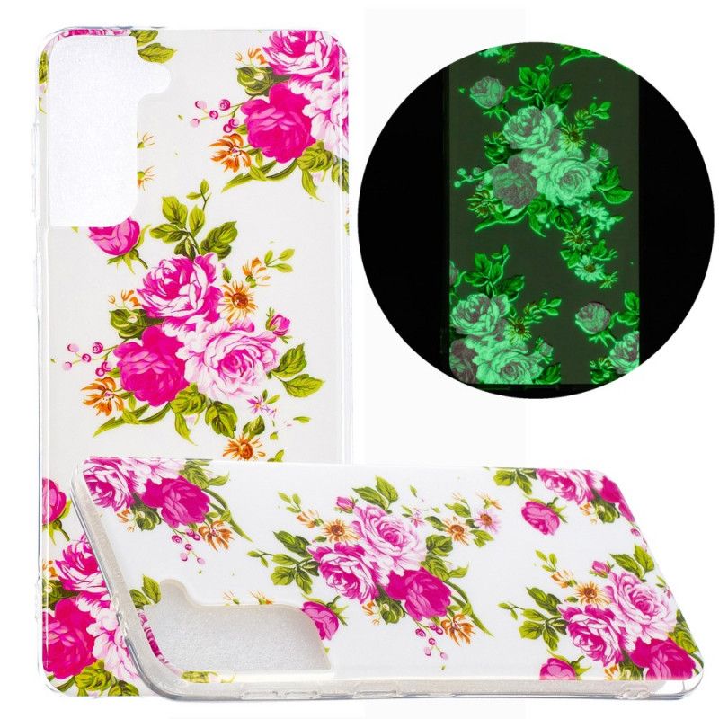 Cover Samsung Galaxy S21 Plus 5G Mobilcover Fluorescerende Frihedsblomster