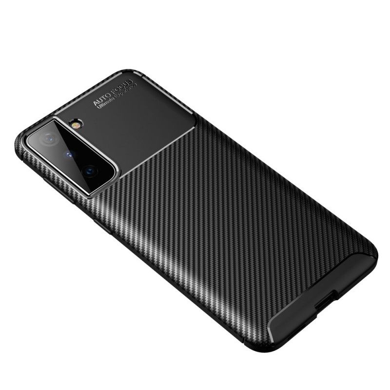 Cover Samsung Galaxy S21 Plus 5G Sort Fleksibel Kulfibertekstur