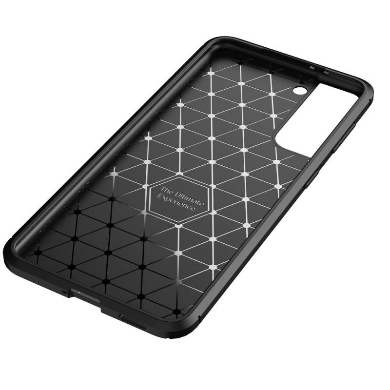 Cover Samsung Galaxy S21 Plus 5G Sort Fleksibel Kulfibertekstur