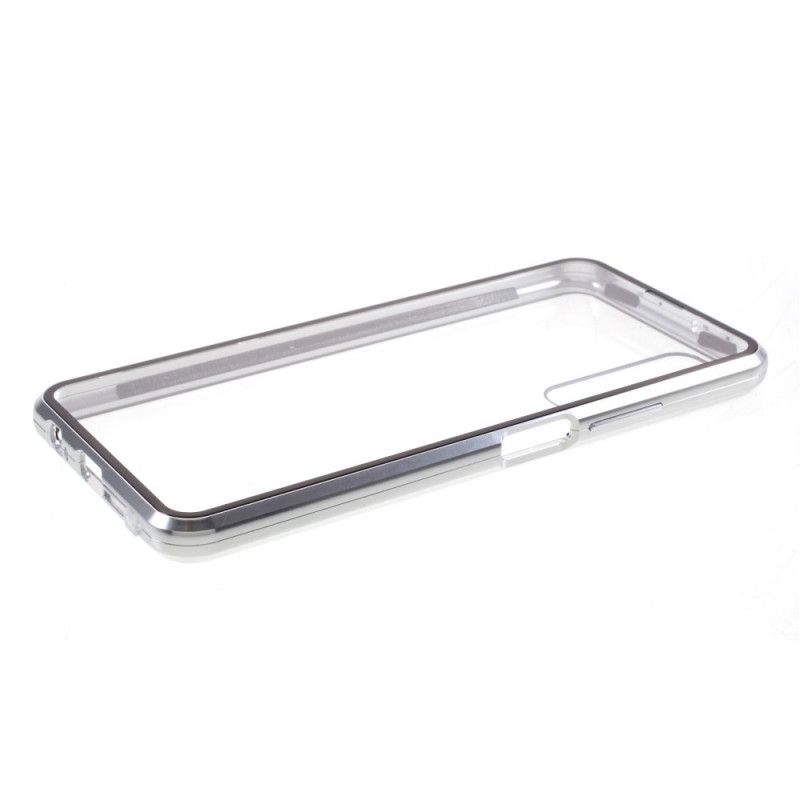 Cover Samsung Galaxy S21 Plus 5G Sort Metalkanter Og Dobbelt Hærdet Glas Beskyttelse