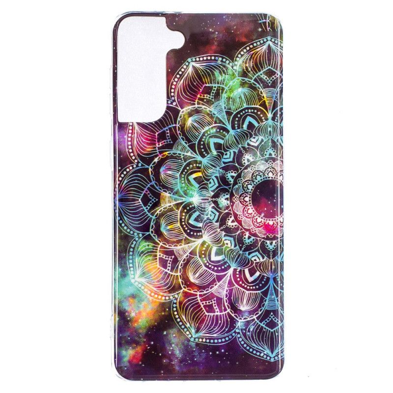 Cover Samsung Galaxy S21 Plus 5G Sort Mobilcover Fluorescerende Blomsterserie