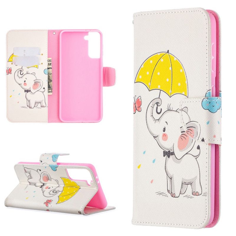 Flip Cover Læder for Samsung Galaxy S21 Plus 5G Baby Elefant