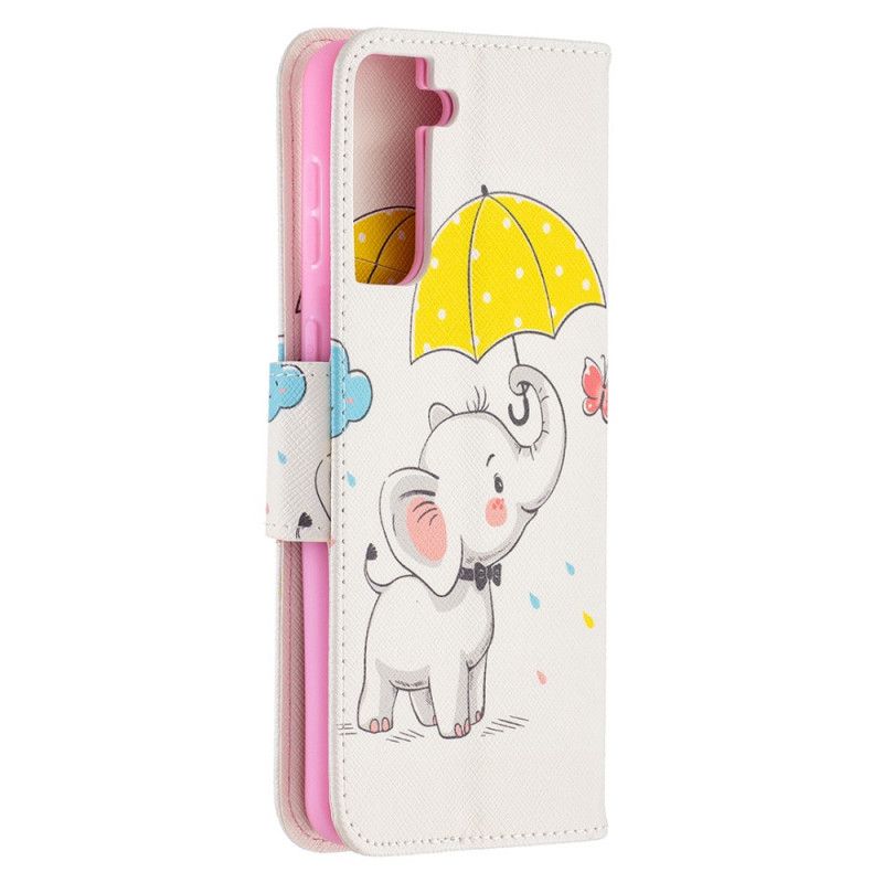 Flip Cover Læder for Samsung Galaxy S21 Plus 5G Baby Elefant