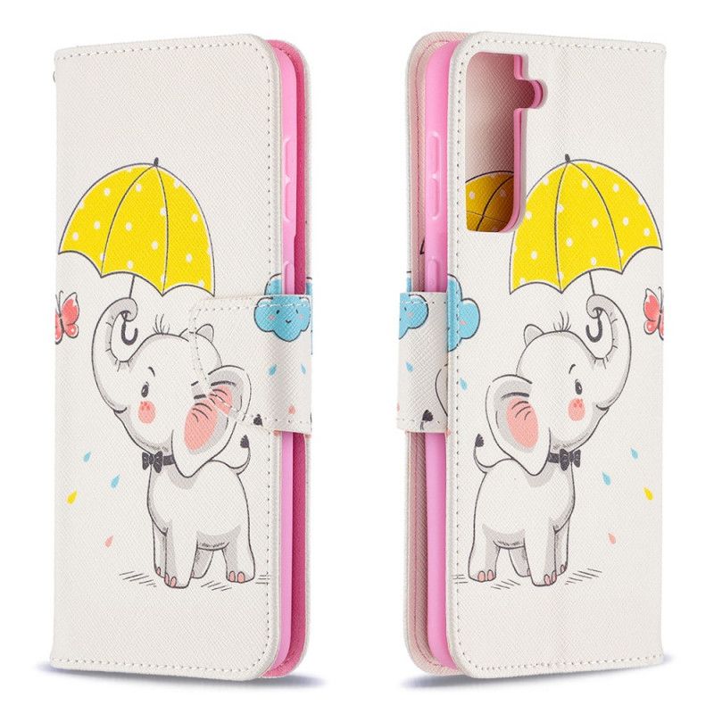 Flip Cover Læder for Samsung Galaxy S21 Plus 5G Baby Elefant