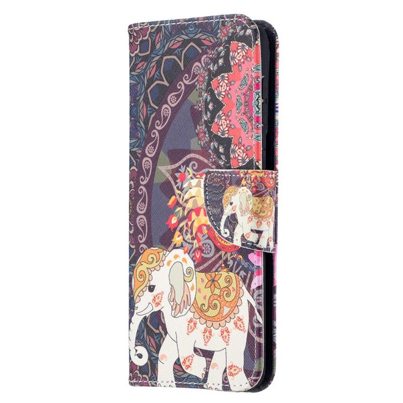 Flip Cover Læder for Samsung Galaxy S21 Plus 5G Etnisk Elefantmandala