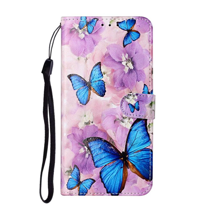 Flip Cover Læder Samsung Galaxy S21 Plus 5G Blomster Sommerfugle