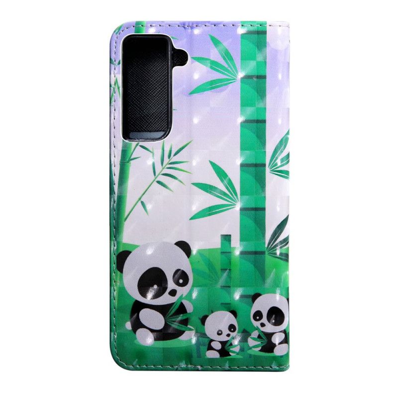 Flip Cover Læder Samsung Galaxy S21 Plus 5G Pandas Familie Original