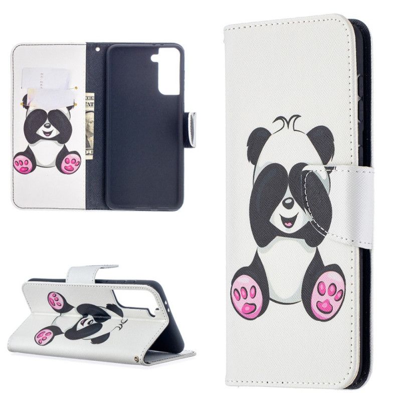 Flip Cover Læder Samsung Galaxy S21 Plus 5G Sjov Panda Original