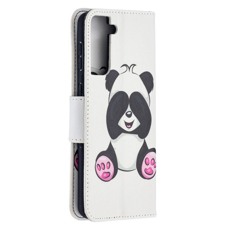 Flip Cover Læder Samsung Galaxy S21 Plus 5G Sjov Panda Original