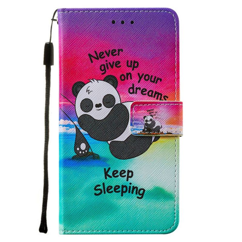 Flip Cover Læder Samsung Galaxy S21 Plus 5G Sovende Panda