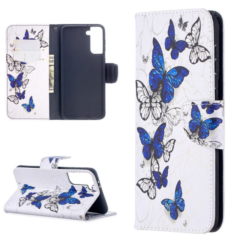 Flip Cover Samsung Galaxy S21 Plus 5G Hvid Vidunderlige Sommerfugle