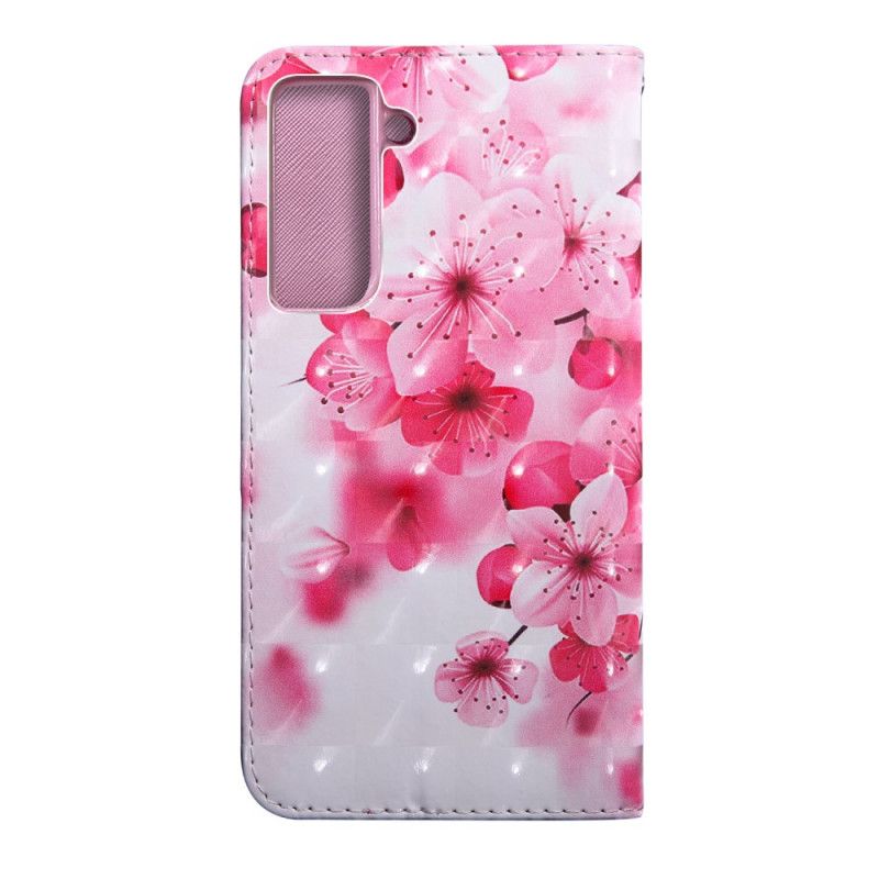 Flip Cover Samsung Galaxy S21 Plus 5G Lyserøde Blomster