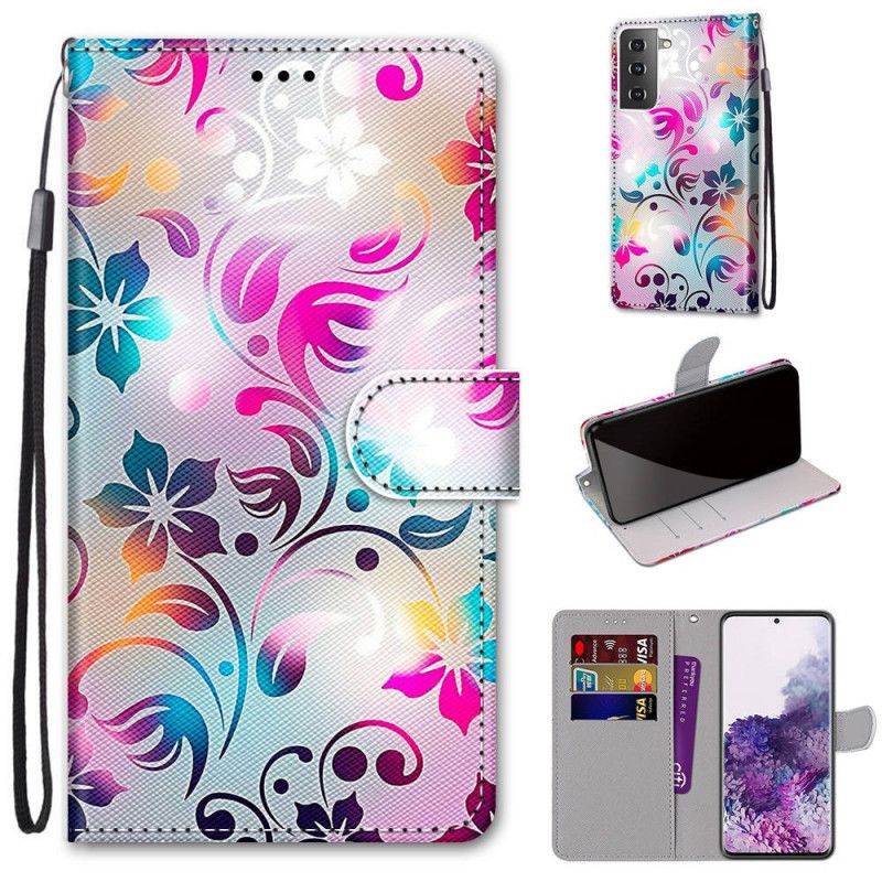 Flip Cover Samsung Galaxy S21 Plus 5G Magenta Farvede Blade