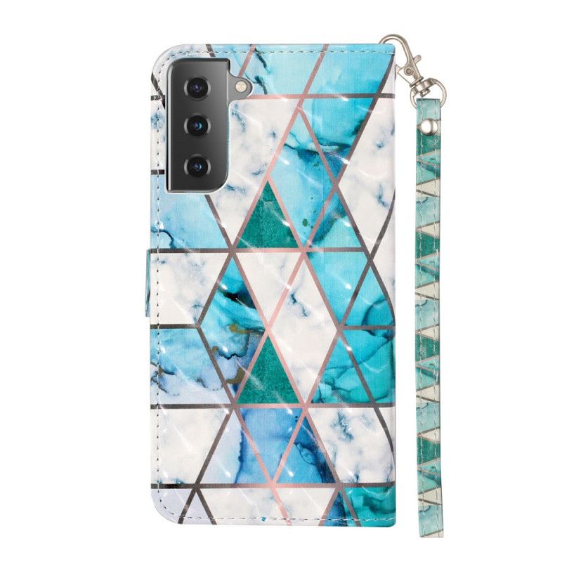 Flip Cover Samsung Galaxy S21 Plus 5G Marmorlyspletter Med Strimmel