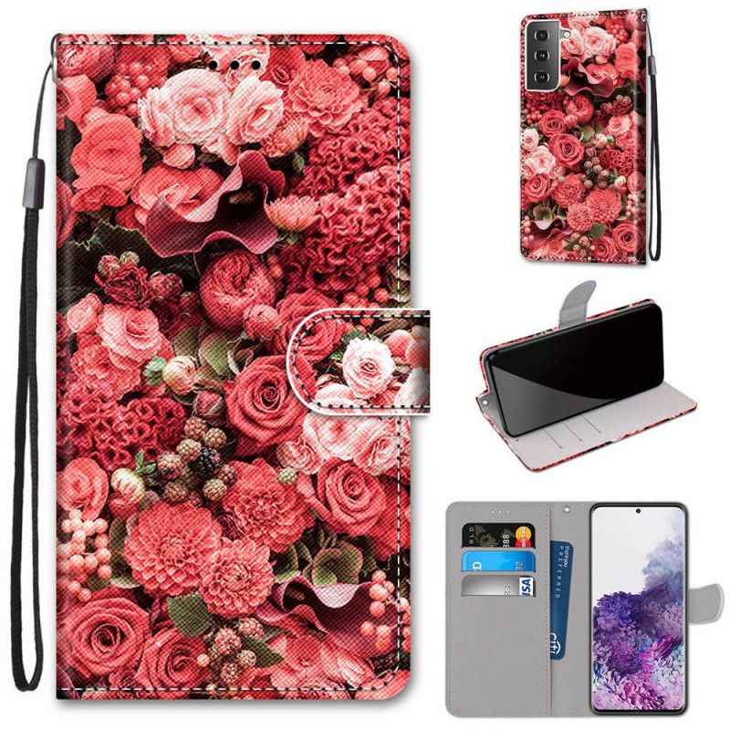 Flip Cover Samsung Galaxy S21 Plus 5G Mobilcover Blomsterromantik