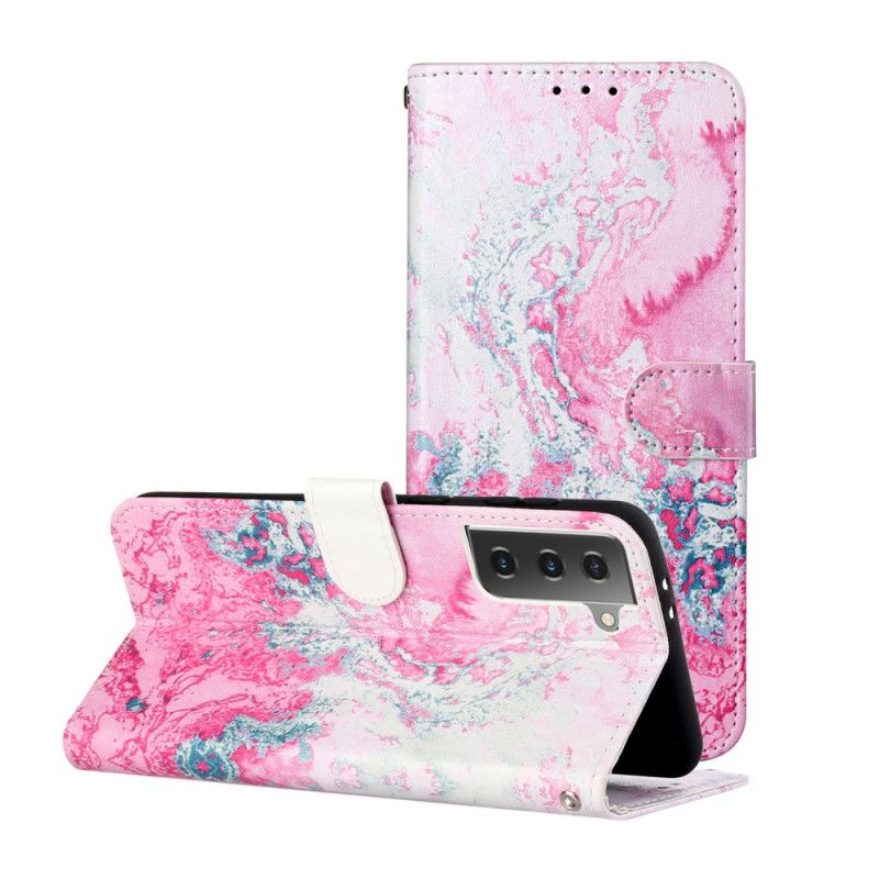 Flip Cover Samsung Galaxy S21 Plus 5G Sort Marmor