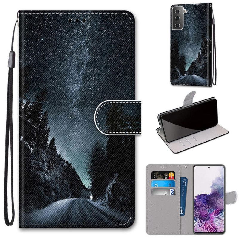 Flip Cover Samsung Galaxy S21 Plus 5G Sort Mystisk Natur