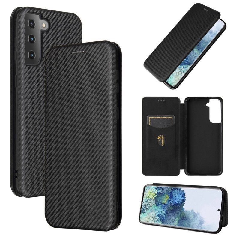 Læder Cover Samsung Galaxy S21 Plus 5G Sort Kulfiber