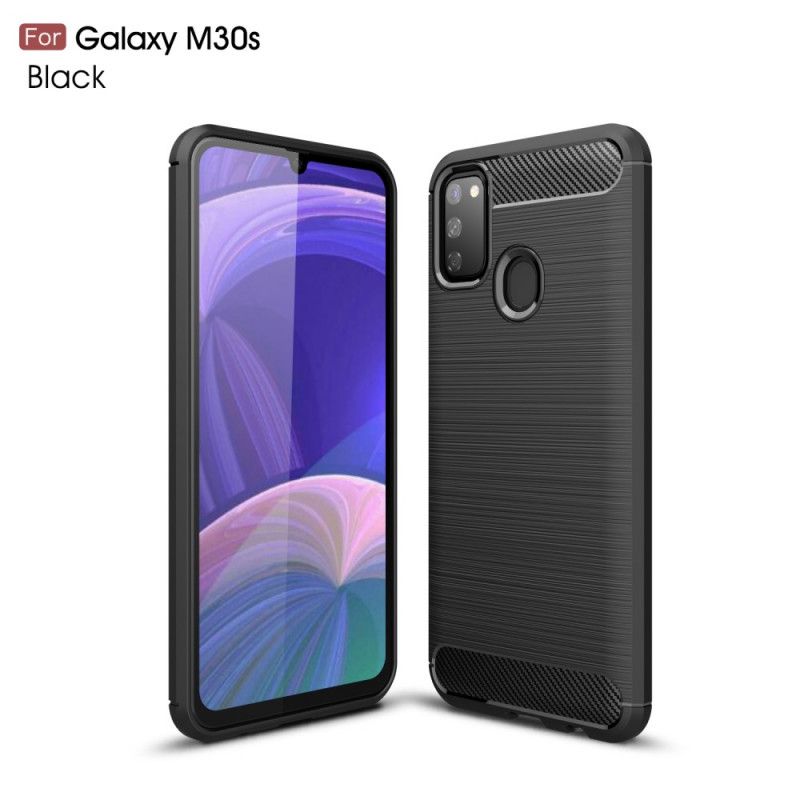 Cover Samsung Galaxy M21 Sort Børstet Kulfiber