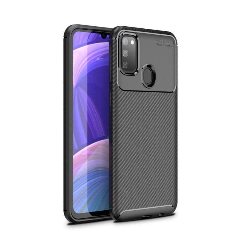 Cover Samsung Galaxy M21 Sort Fleksibel Kulfiberstruktur Beskyttelse