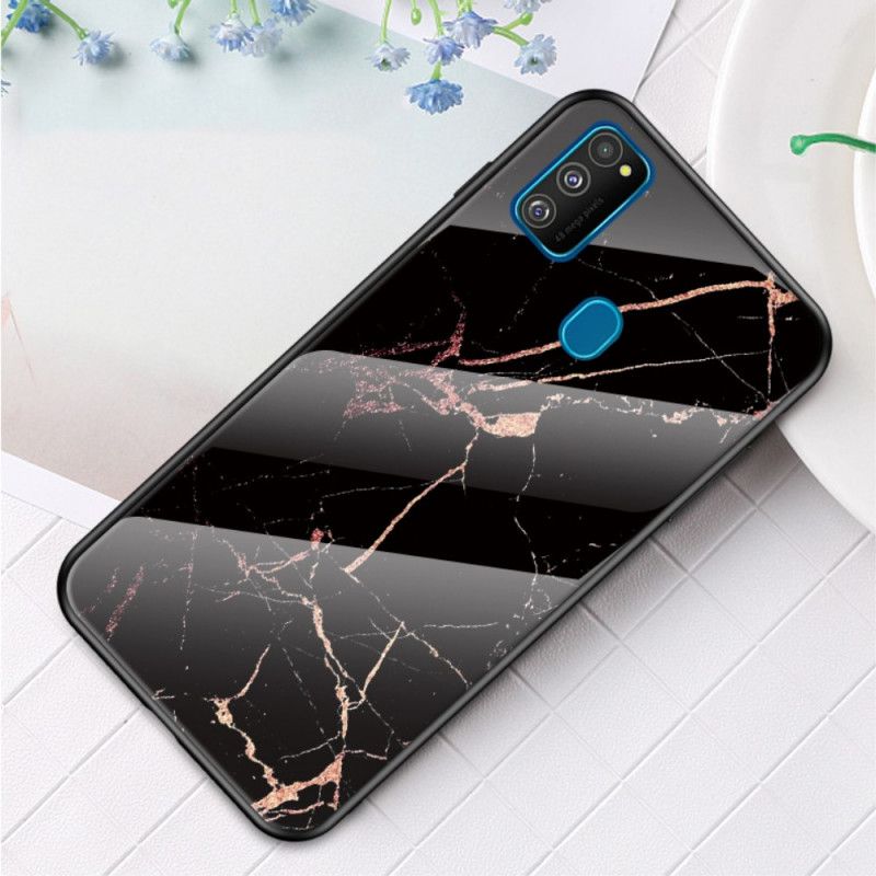 Cover Samsung Galaxy M21 Sort Premiumfarvet Hærdet Glas Beskyttelse