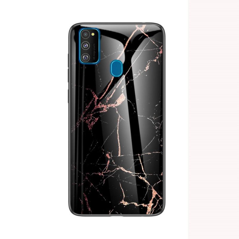 Cover Samsung Galaxy M21 Sort Premiumfarvet Hærdet Glas Beskyttelse