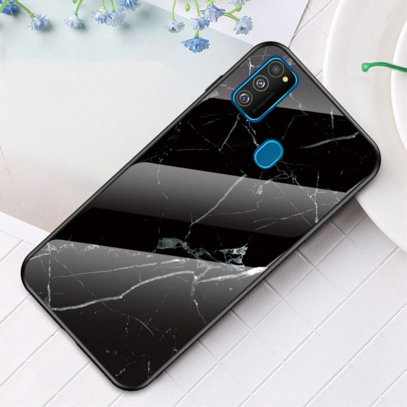 Cover Samsung Galaxy M21 Sort Premiumfarvet Hærdet Glas Beskyttelse