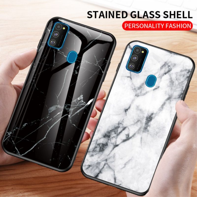 Cover Samsung Galaxy M21 Sort Premiumfarvet Hærdet Glas Beskyttelse