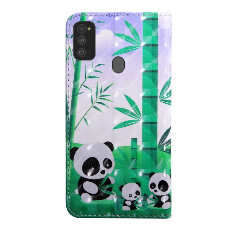 Flip Cover Læder for Samsung Galaxy M21 Pandafamilie