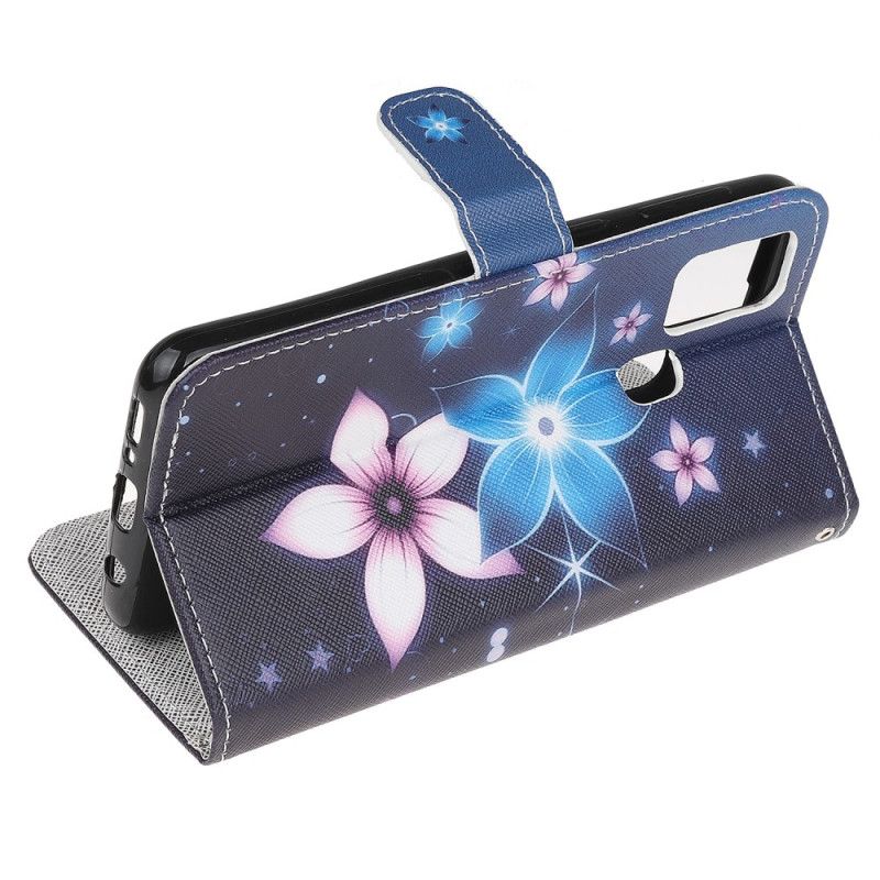 Flip Cover Læder Samsung Galaxy M21 Måneblomster Med Rem