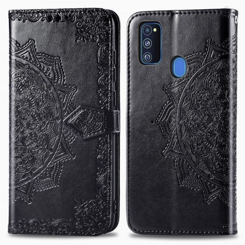 Flip Cover Læder Samsung Galaxy M21 Sort Middelaldermandala