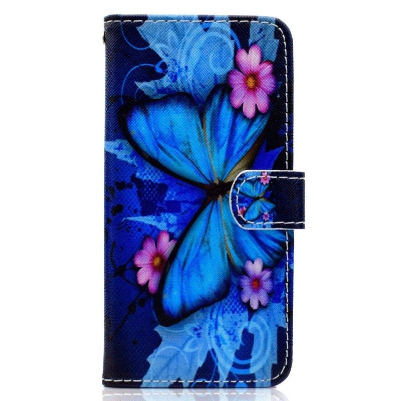 Flip Cover Læder for Huawei Y5 2018 Tropisk Sommerfugl