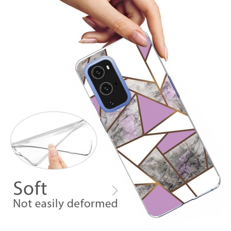 Cover for OnePlus 9 Sort Geometrisk Marmor