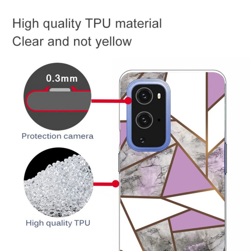 Cover for OnePlus 9 Sort Geometrisk Marmor