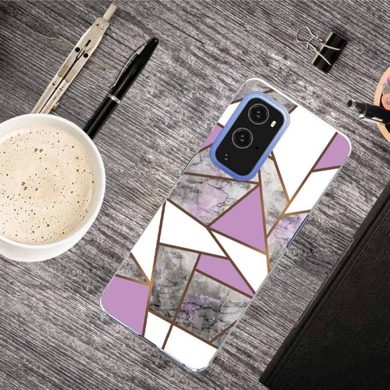 Cover for OnePlus 9 Sort Geometrisk Marmor