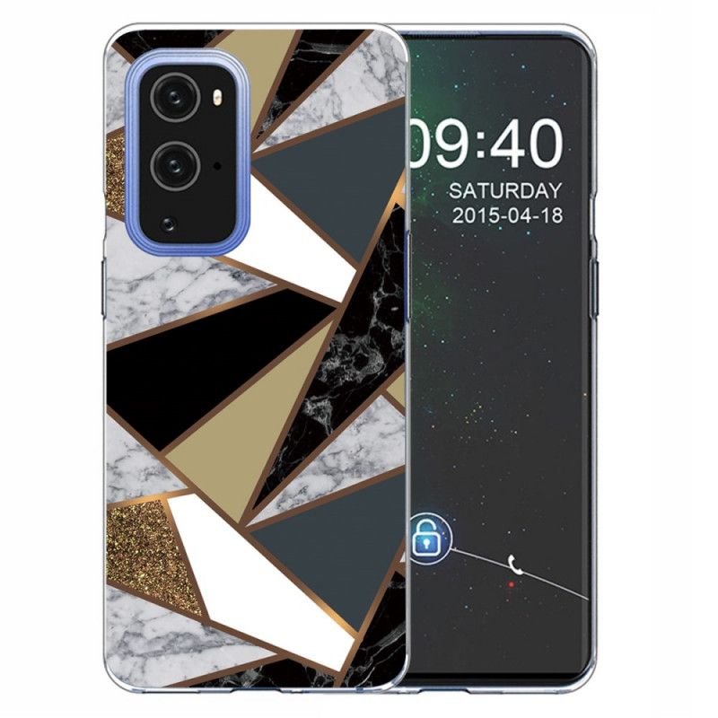 Cover for OnePlus 9 Sort Geometrisk Marmor