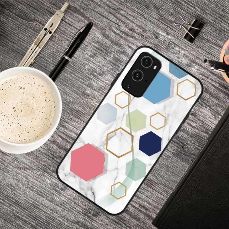 Cover for OnePlus 9 Sort Marmorfarvet Geometri